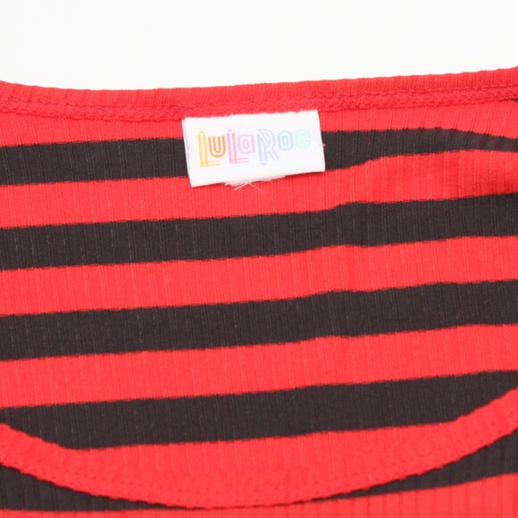 New with Tags LulaRoe Striped Blouse Irma Rayon Spandex blend Red and Black XS - Picture 5 of 6
